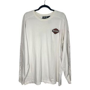 Harley Davidson Men’s XL Long Sleeve Shirt White Motorcycle Vintage 90s Y2K